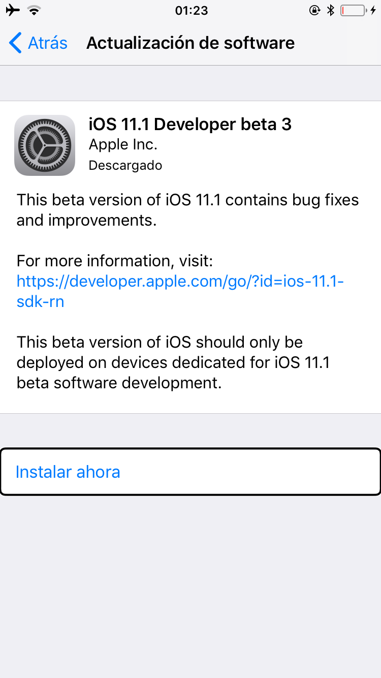 iOS 11.1 beta 3 disponible