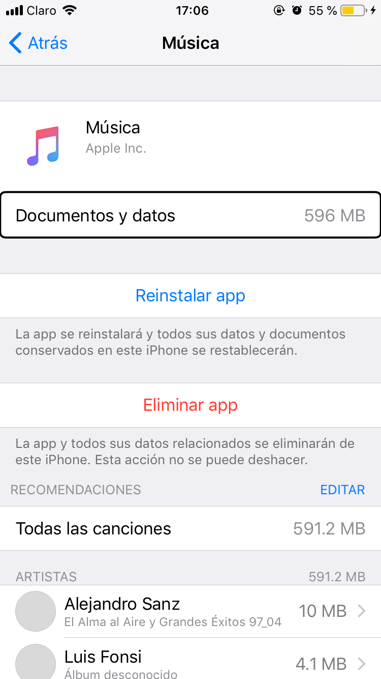 Elimina la música que tienes en tu iPhone rapidamente