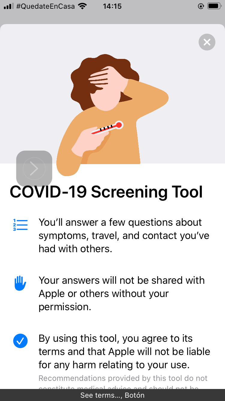 Aplicación  Covid 19 , disponible en la App Store